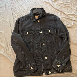 Black Denim Jacket with silver Buttons
